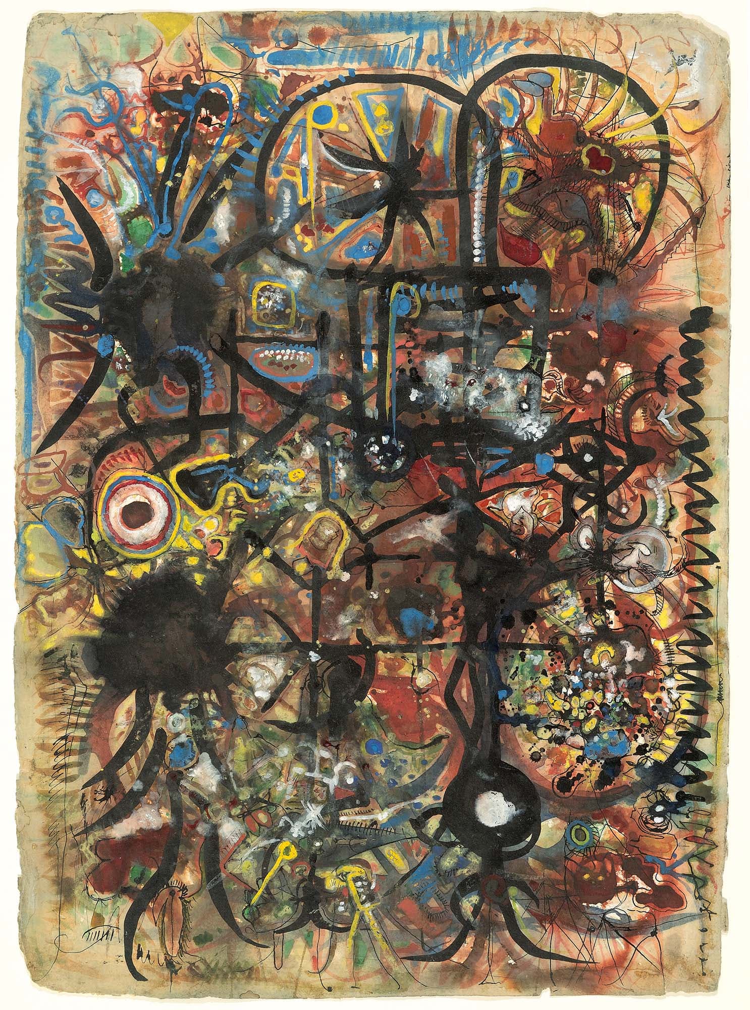 Garnet Realm
1941–43
Gouache pen, ink, and graphite on wove paper
31 5/8 x 22 3/4 in. (80.3 x 57.8 cm)
Philadelphia Museum of Art. 2012
 – The Richard Pousette-Dart Foundation