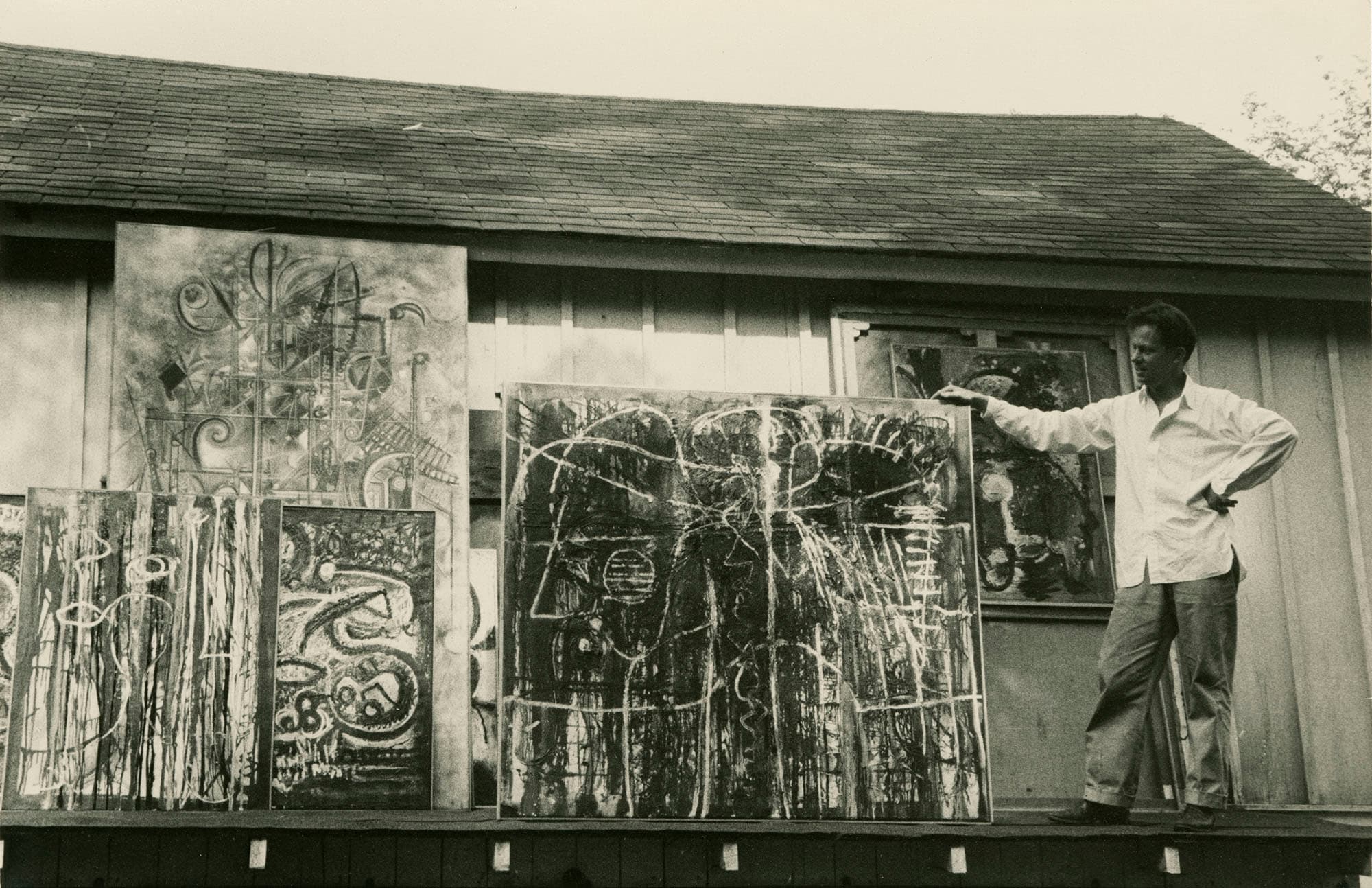 Richard Pousette-Dart at his studio, Sloatsburg,
NY, c. 1953. – The Richard Pousette-Dart Foundation