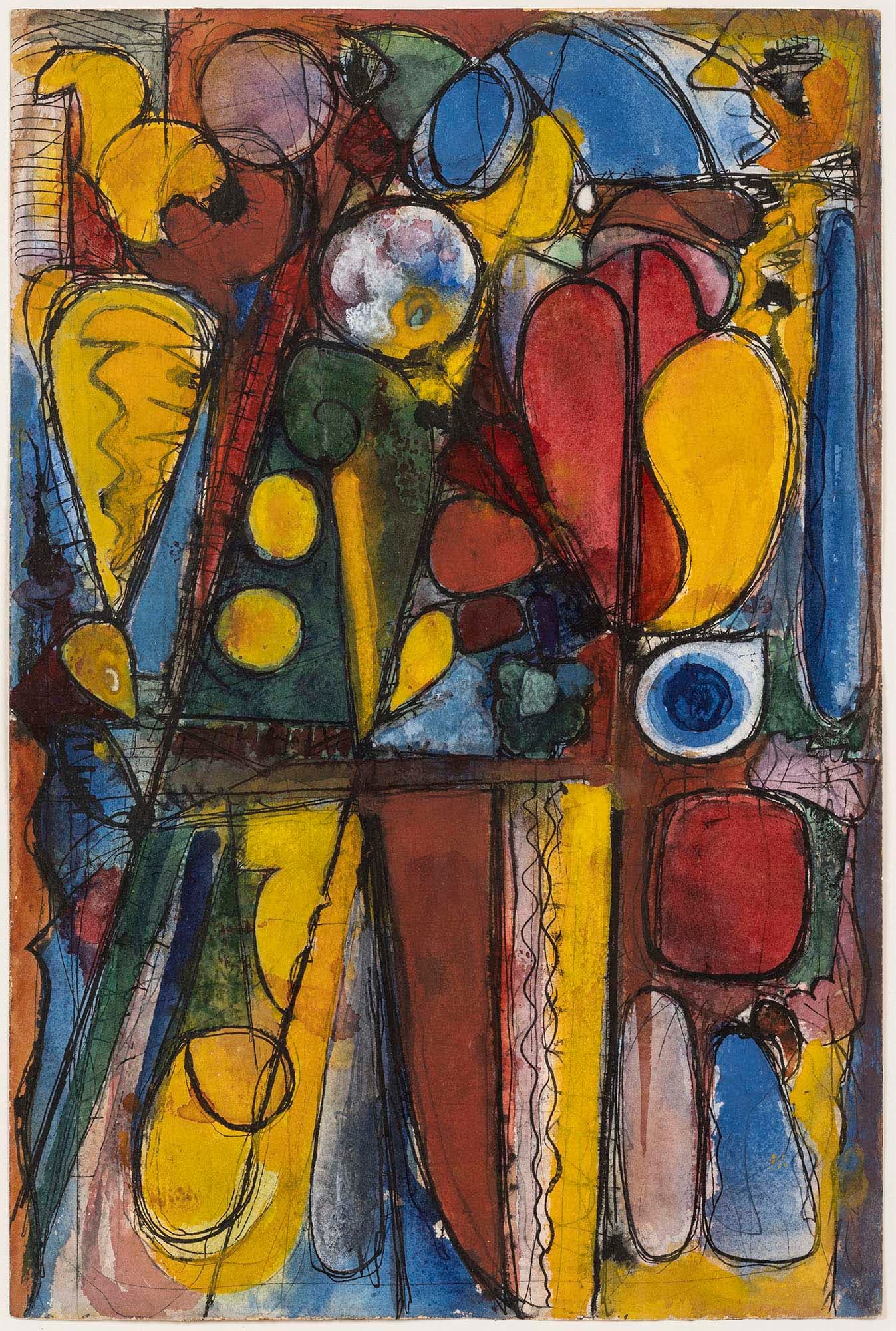 Heaven and Blossoms / Sumerian Cathedral
1942
Watercolor and ink on paper
17 7/8 x 11 7/8 in. (45.4 x 30.2 cm)
 – The Richard Pousette-Dart Foundation