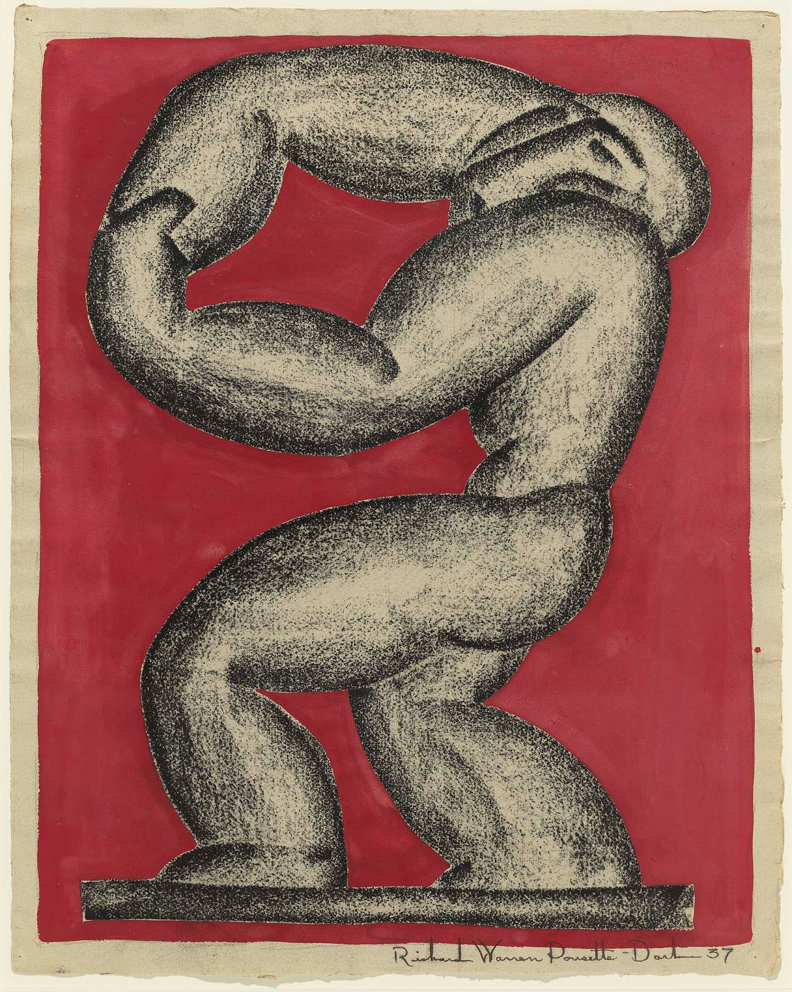 The Dance IV, 1937, Conté and gouache on paper, 22 3/4 x 18 in. (57.8 x 45.7 cm)
 – The Richard Pousette-Dart Foundation