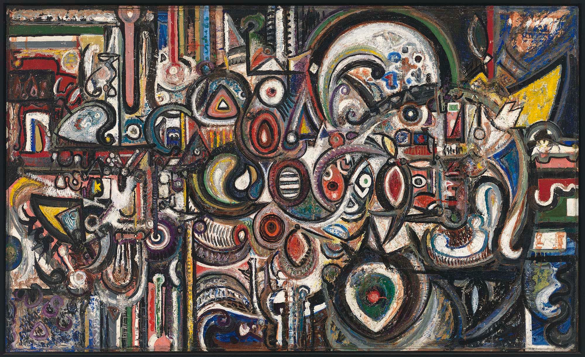 Within the Room, 1942, Oil on canvas, with wood frame, 36 x 60 in. (91.4 x 152.4 cm)
Whitney Museum of American Art, New York, 50th Anniversary gift of the artist (2014.99)
 – The Richard Pousette-Dart Foundation