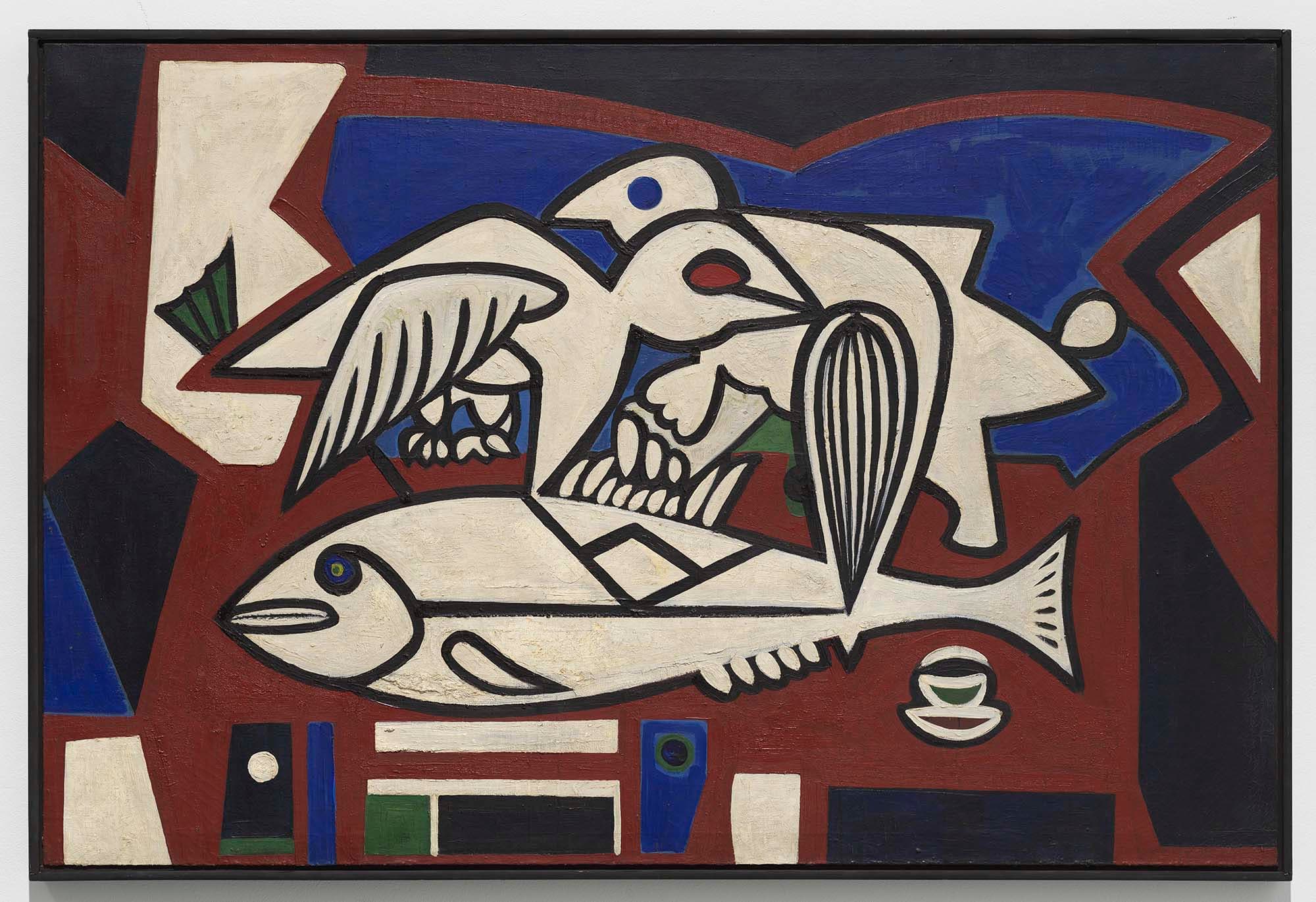 Birds and Fish, 1939, Oil on linen, 39 1/2 x 60 in. (100.3 x 152.4 cm)
 – The Richard Pousette-Dart Foundation