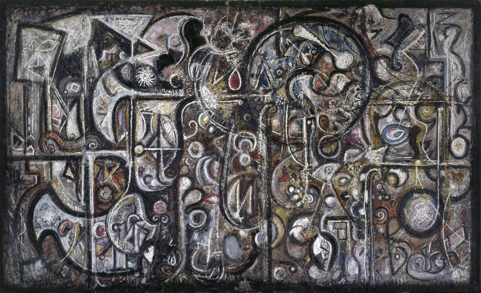 _Symphony Number 1, The Transcendental,_ 1941–42, oil on canvas, 86 x 140 ½ in. (218.4 x 356.9 cm). The Metropolitan Museum of Art, New York, Purchase, Lila Acheson Wallace Gift (1996.367)
 – The Richard Pousette-Dart Foundation