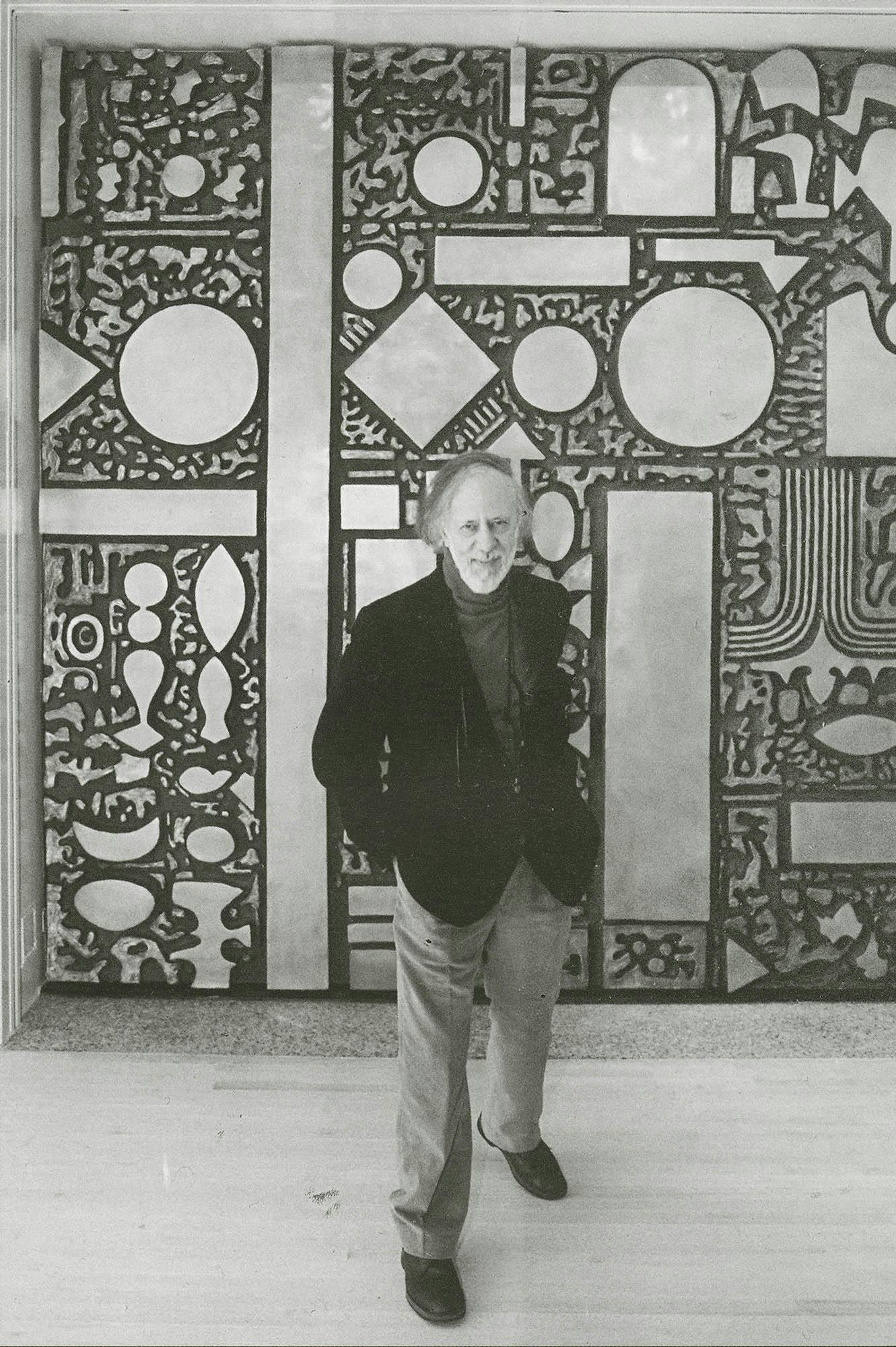 Richard Pousette-Dart with _Cathedral_, 1990, bronze, 120 x 120 x 11 in. (304.8 x 304.8 x 27.9 cm). Indianapolis Museum of Art, Ind., Gift of Robert S. Ashby, Susan Gatch Ashby, and Richard Pousette-Dart (1991.40)
 – The Richard Pousette-Dart Foundation