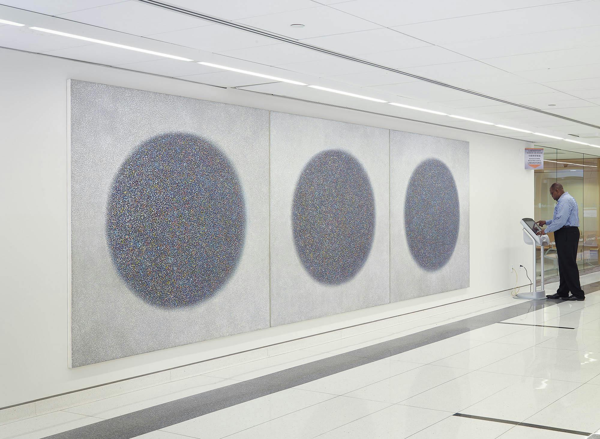 _Presence, Healing Circles_ (Installation), 1973–74, acrylic on canvas, 84 x 252 in. (213.4 x 640.1 cm).  Collection of North Central Bronx Hospital in Corperation with New York State Facilities and Development Corporation
 – The Richard Pousette-Dart Foundation