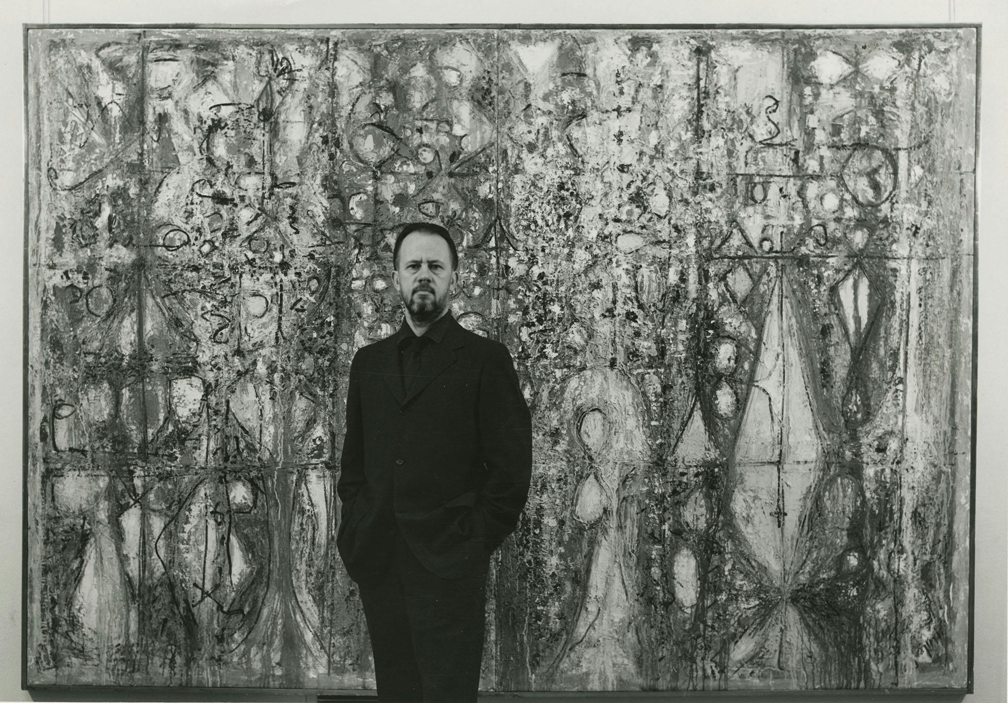 Richard Pousette-Dart with Blood Wedding, Whitney Museum of American Art, New York, NY, 1963. – The Richard Pousette-Dart Foundation