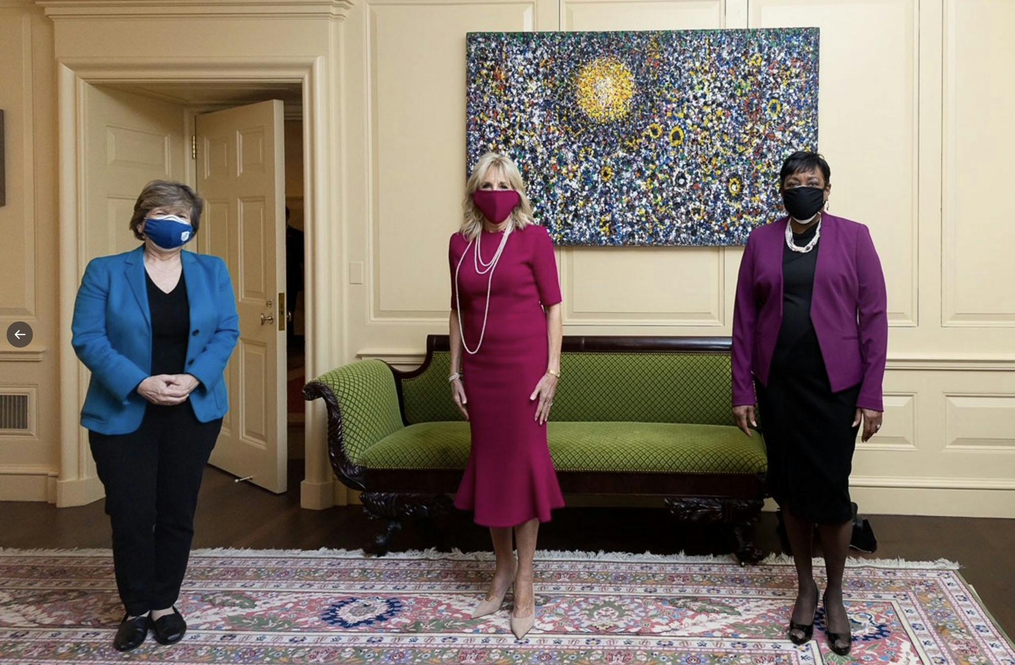Dr. Jill Biden, Becky Pringle, and Randi Weingarten at the White House with Dance of Earth and Stars, January 21, 2021. – The Richard Pousette-Dart Foundation