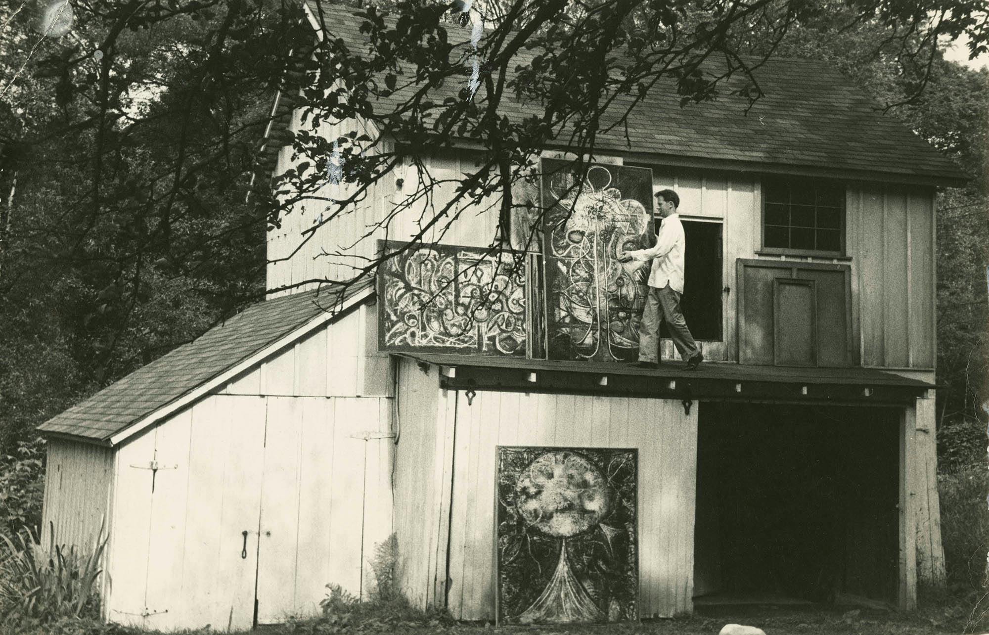 Richard Pousette-Dart at his studio, Sloatsburg,
NY, c. 1953. – The Richard Pousette-Dart Foundation