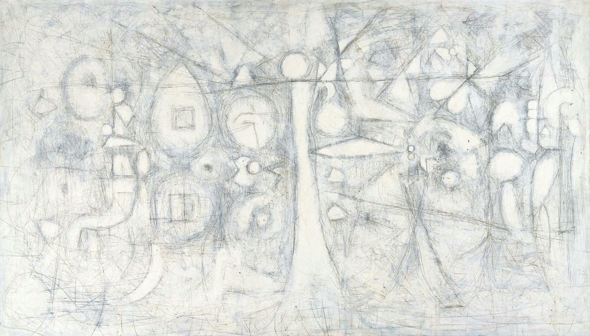 White Garden, Fugue
1951
Oil and graphite on linen
48 x 84 in. (121.9 x 213.4 cm)
 – The Richard Pousette-Dart Foundation