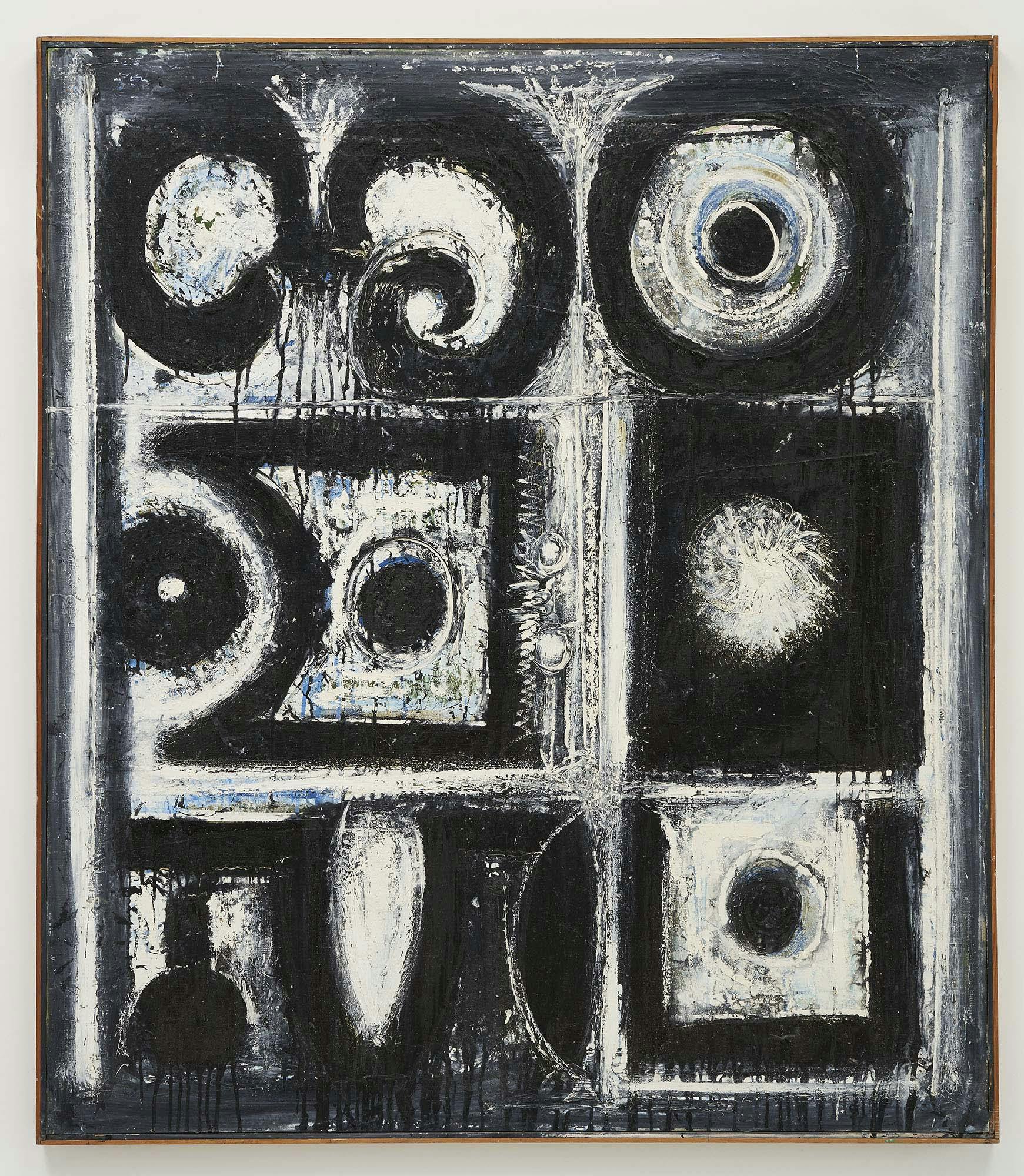 Black Intervals
1949–50
Oil on linen
56 x 49 in. (142.2 x 124.5 cm)
 – The Richard Pousette-Dart Foundation