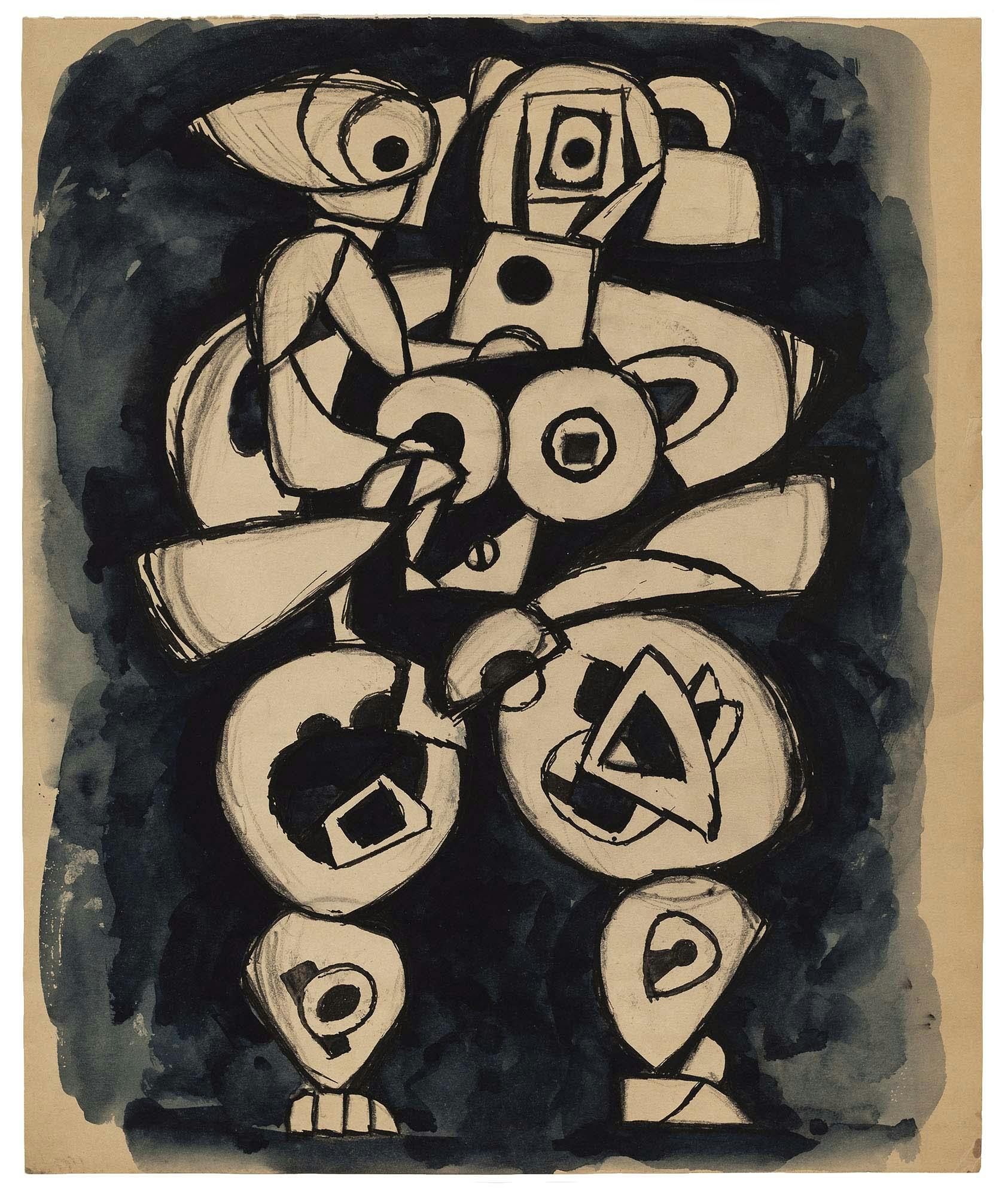 Untitled [Two Figures]
c. 1930's
Ink and crayon on paper
17 x 14 in. (43.2 x 35.6 cm)
 – The Richard Pousette-Dart Foundation
