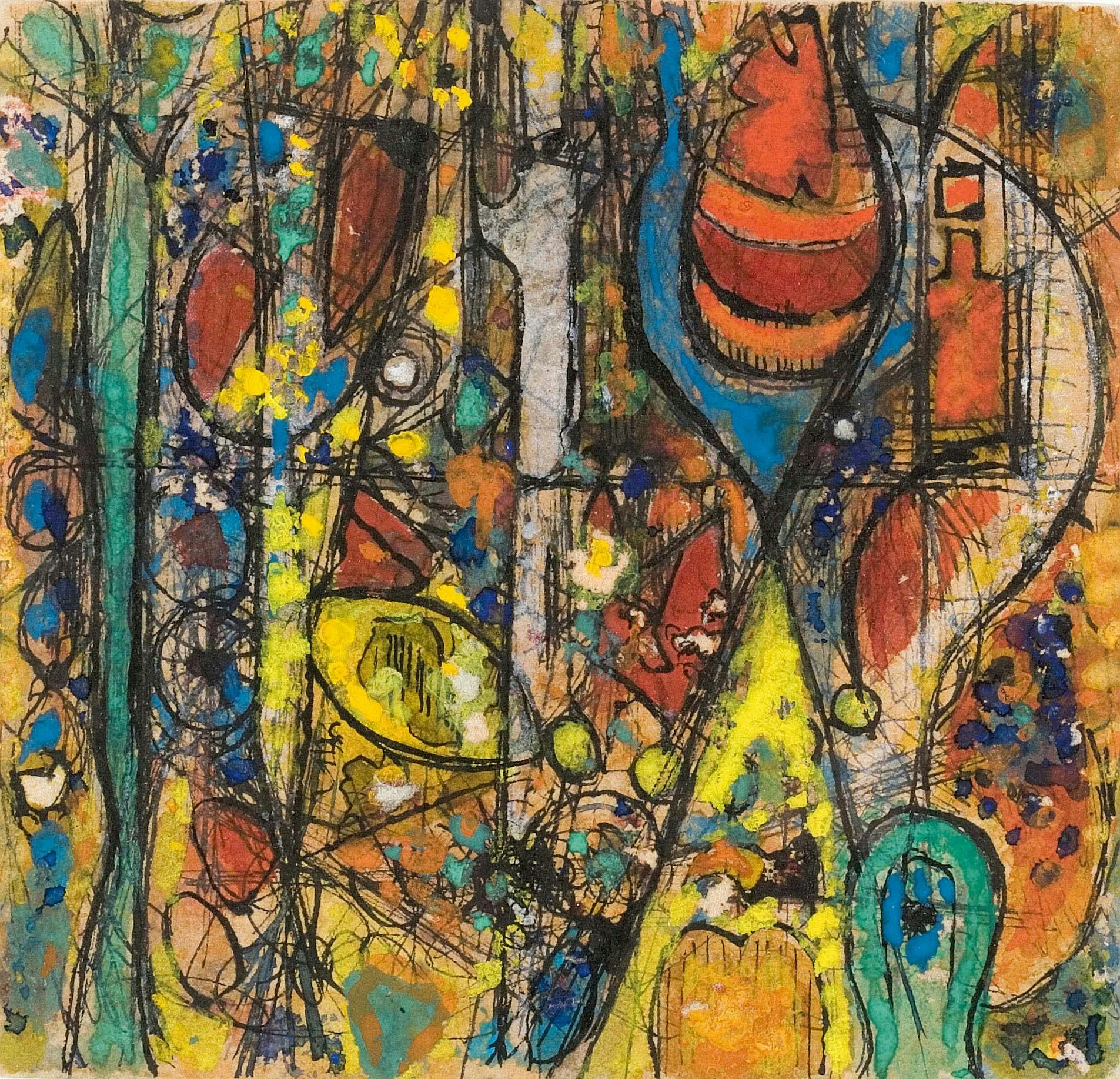 Jane
1940
Watercolor ink, and gouache on paper
4 5/8 x 4 3/4 in. (11.7 x 12.1 cm)
Los Angeles County Museum of Art, Gift of the Estate of Richard Pousette-Dart (M.2005.148.2)
 – The Richard Pousette-Dart Foundation