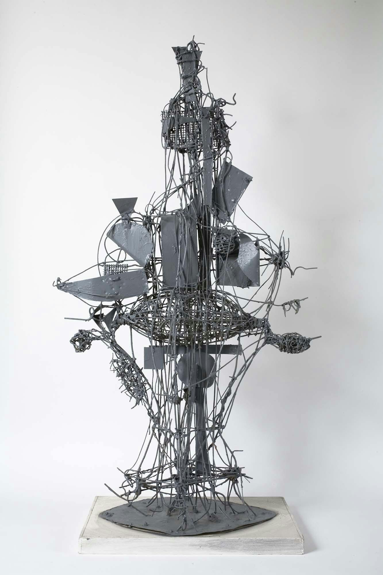 Creature of Clouds
1951
Steel wire and sheet metal, painted gray
49 1/2 x 28 x 14 in. (125.7 x 71.1 x 35.6 cm)
 – The Richard Pousette-Dart Foundation