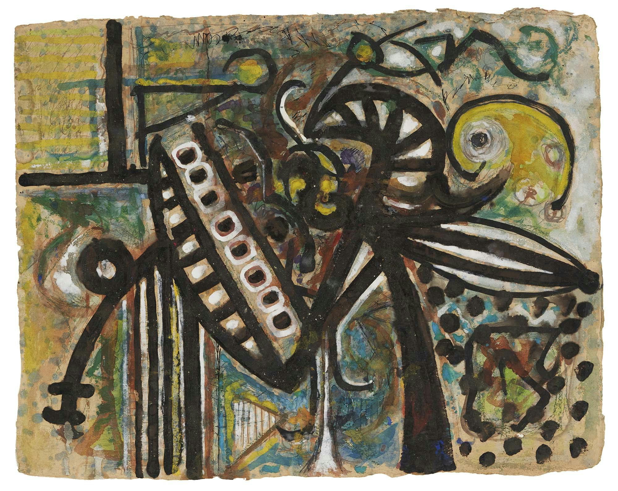 Archaic Dream
1940
Ink graphite, oil, gesso on paper
17 1/2 x 22 1/4 in. (44.4 x 56.5 cm)
 – The Richard Pousette-Dart Foundation
